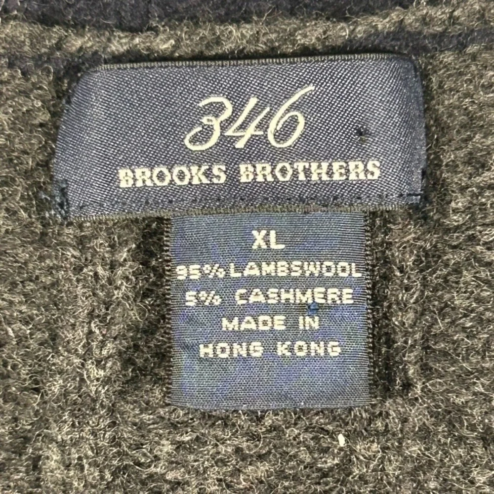 VTG Brooks Brothers 346 V-Neck Sweater Men XL Gray Lambswool Cashmere Cable Knit